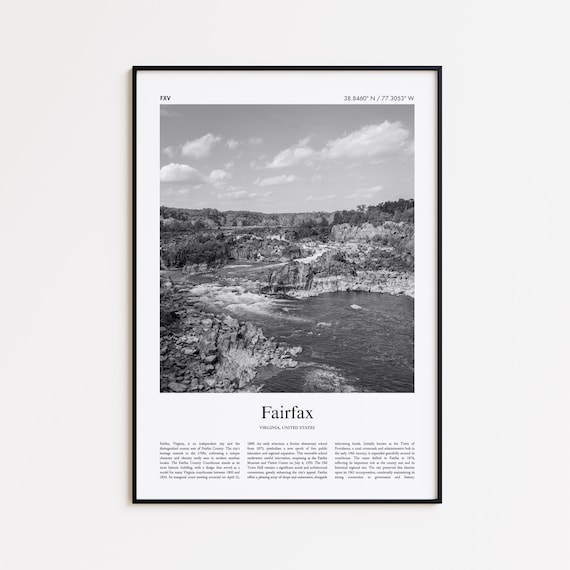Fairfax Virginia Black And White Photo Poster With Coordinates