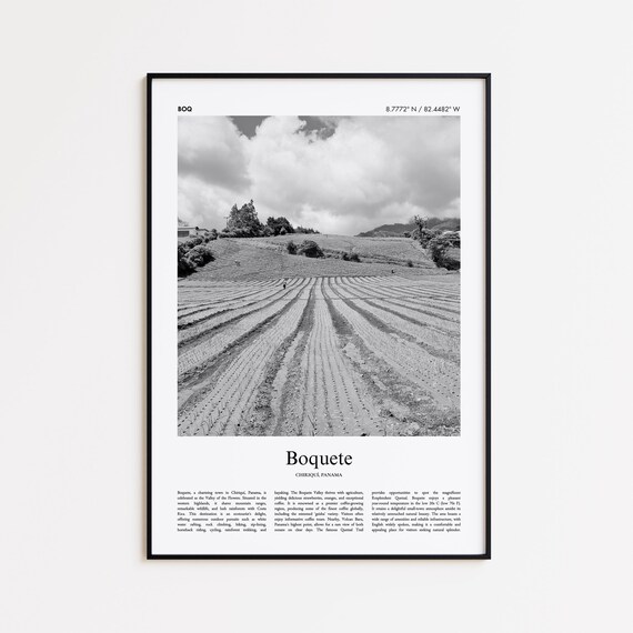 Boquete Black And White Print Photo Poster Travel Gift Chiriqu Panama Wall Art Minimal Home Decor