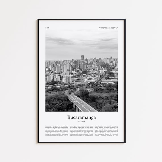 Bucaramanga Black And White Print Photo Poster Travel Gift Colombia Wall Art Modern