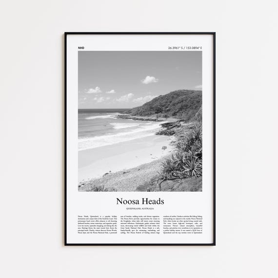 Noosa Heads Black And White Print Photo Poster Travel Gift Queensland Australia Wall Art