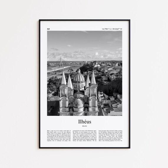 Ilheus Black And White Print Photo Poster Travel Gift Brazil Wall Art Minimal Home Decor