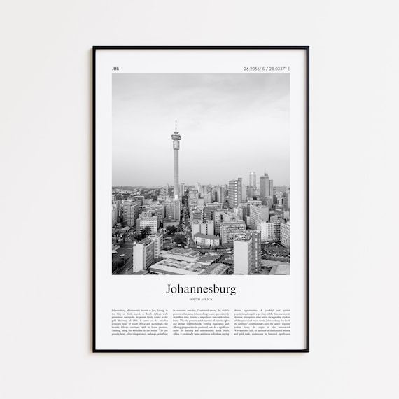 Johannesburg South Africa Black And White Skyline Photo Poster
