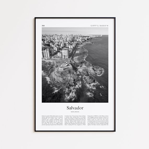 Salvador Black And White Print Photo Poster Travel Gift Bahia Brazil Wall Art Minimal Home Decor