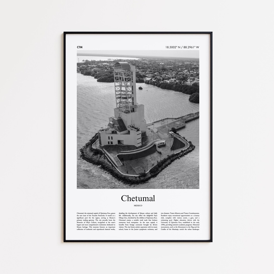 Chetumal Mexico Black And White Museum Of Maya Culture Photo Poster