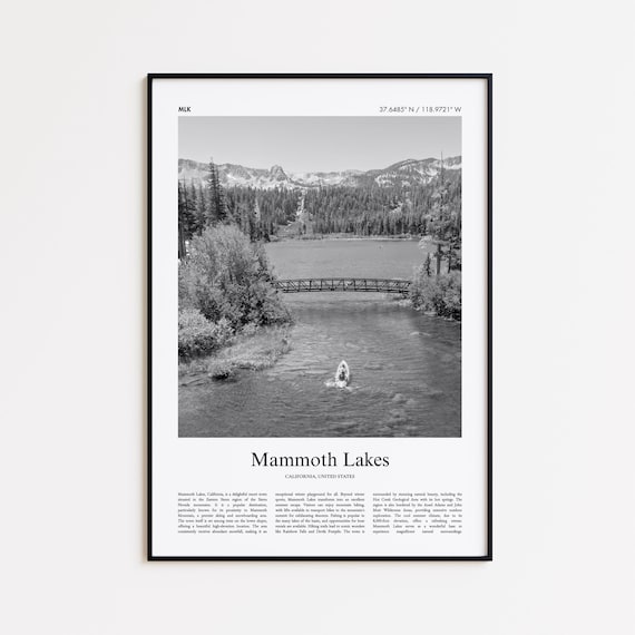 Mammoth Lakes California Black And White Photo Poster With Coordinates