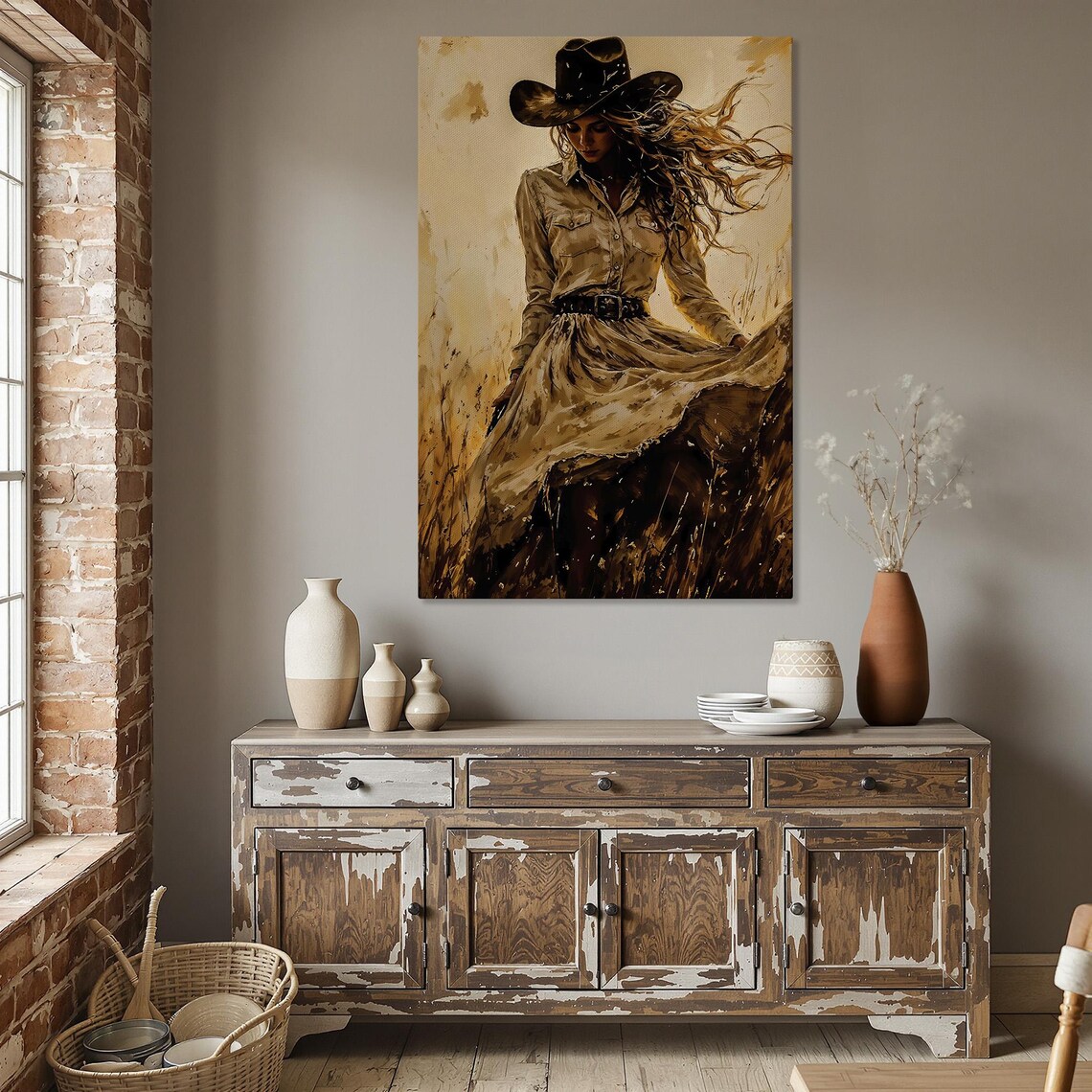 Vintage Cowgirl Art Print, Rustic Western Decor - Image 5