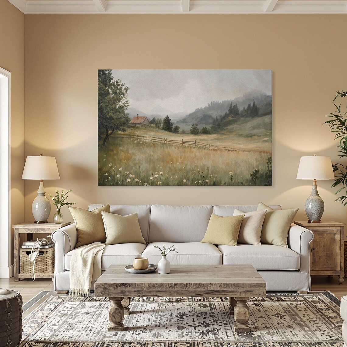 Rustic Landscape Art Print, Farmhouse Decor