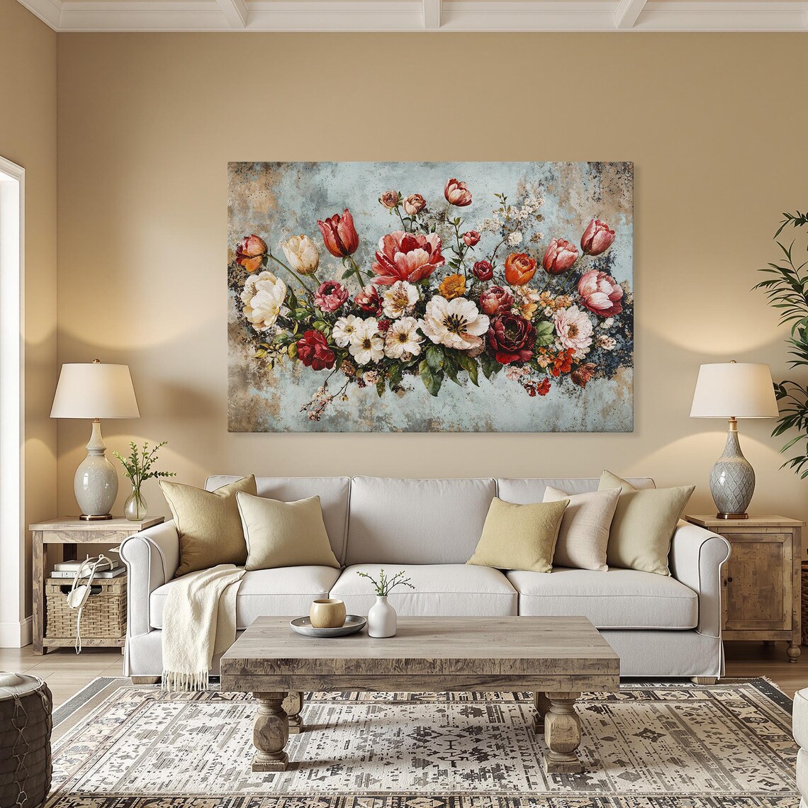 Rustic Floral Bouquet Art Print, Country Botanical Decor
