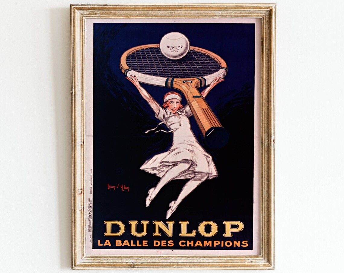 Tennis Advertisement Vintage French Poster, Woman Player