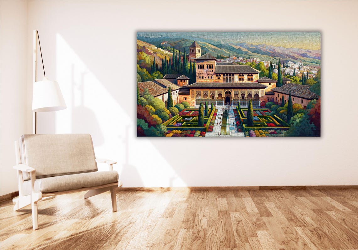 Alhambra Palace Granada Spain Colorful Travel Landmark Art Poster - Image 2