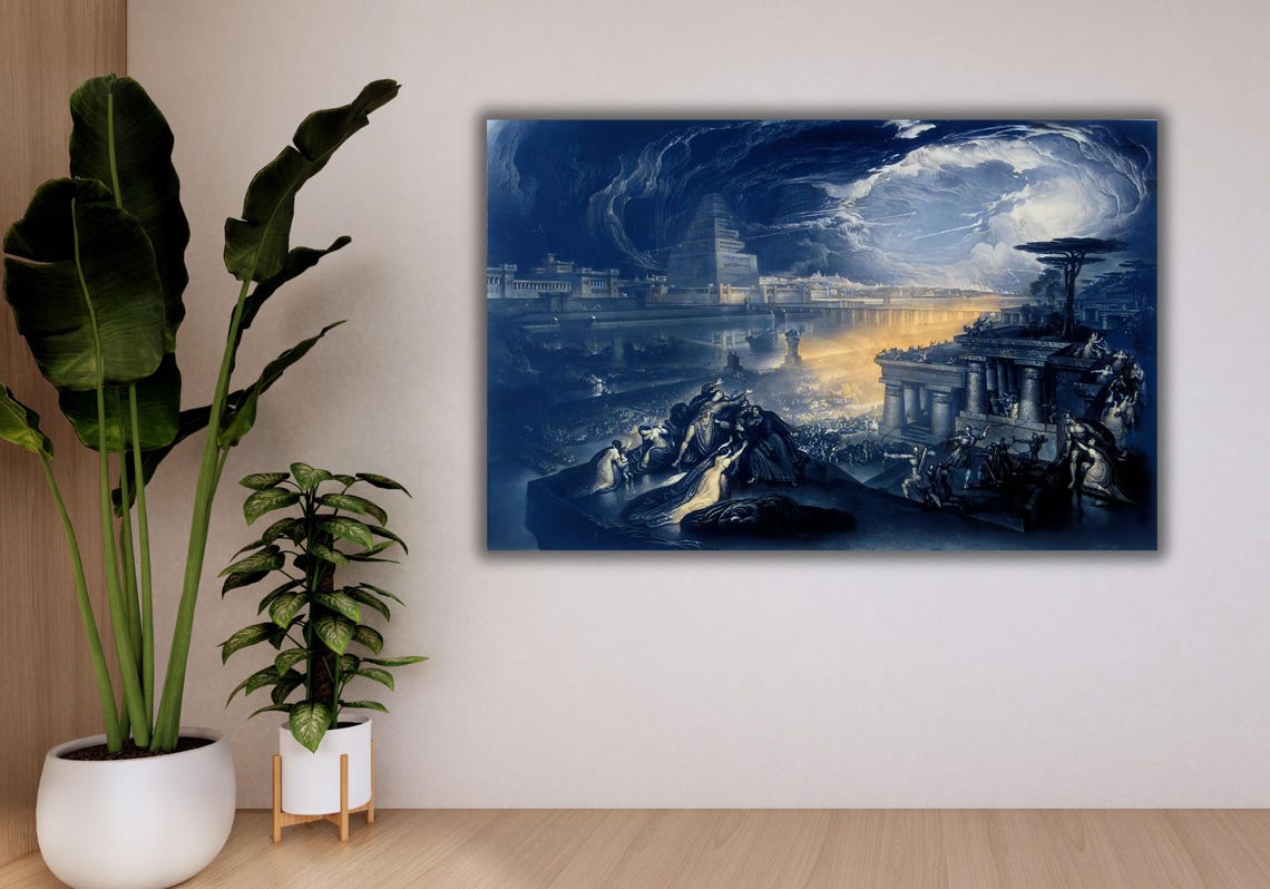John Martin The Fall Of Babylon 1831 Apocalyptic Night Poster - Image 3