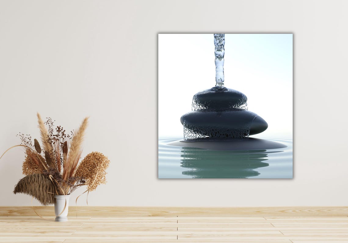 Peaceful Zen Spa Stones Balanced Water Stream Meditation Poster - Image 2