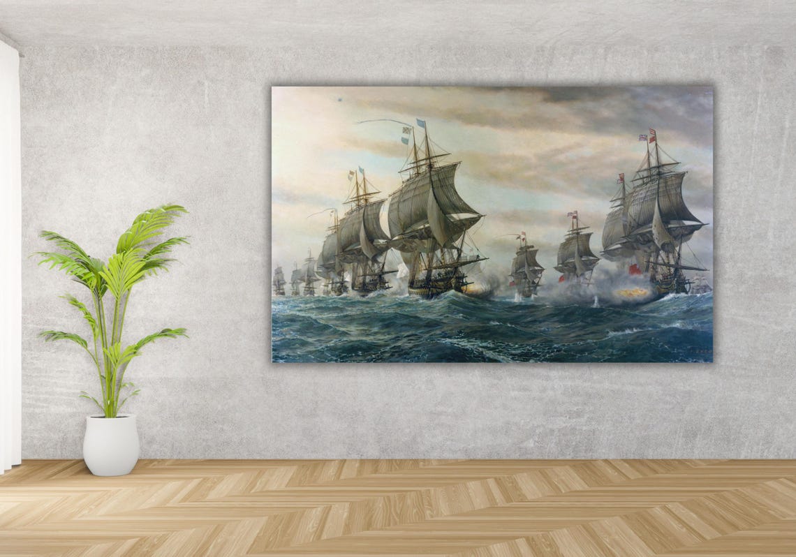 Naval War Ships Battle Of The Virginia Capes Tall Ships Sea Poster - Image 3