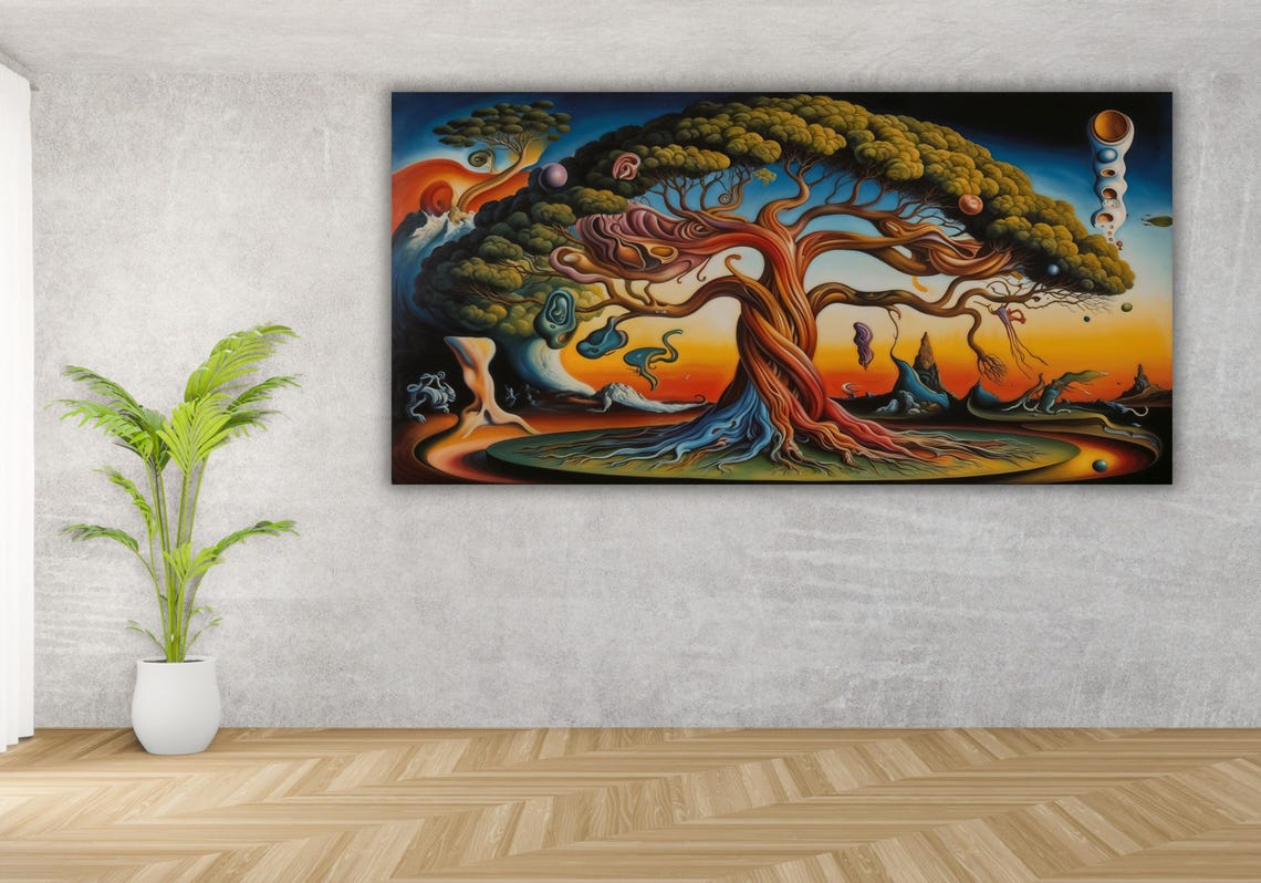 Surrealist Tree of Life Sunset Melting Dreamscape Fantasy Art Poster - Image 2