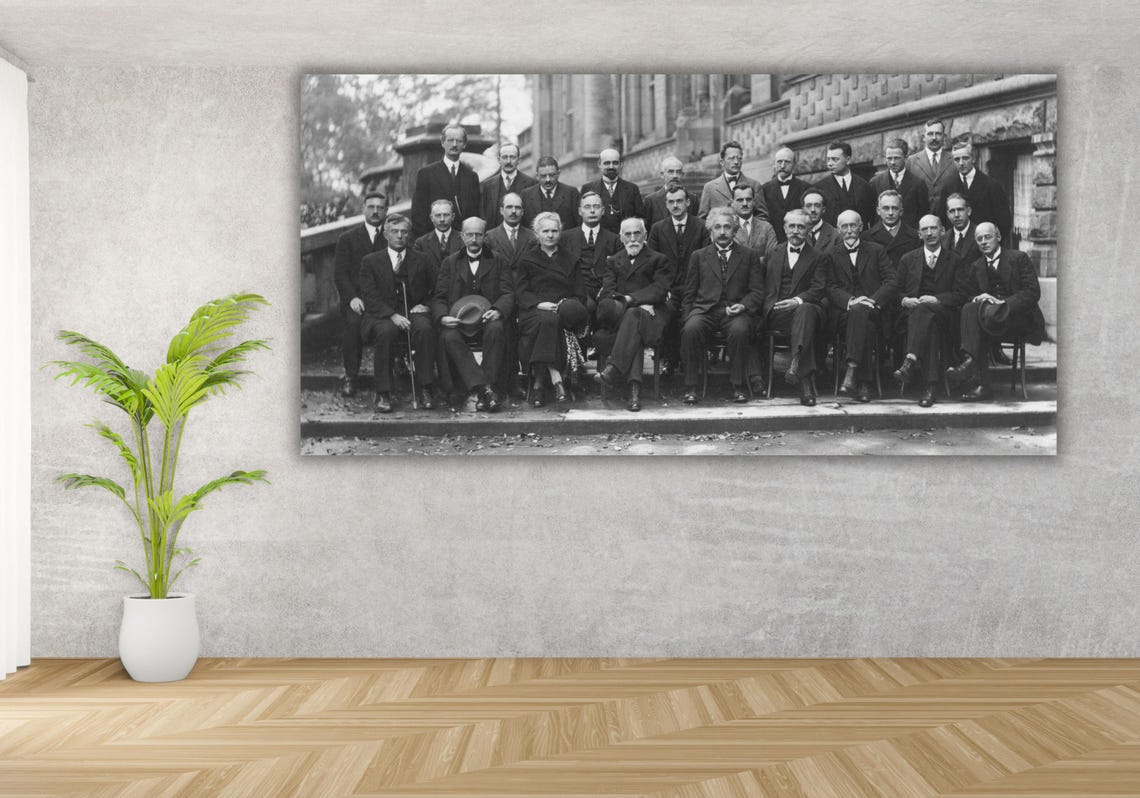 Solvay Conference 1927 Black and White Physicists Group Photo Poster - Image 3