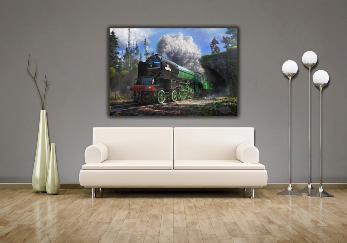 Green Steam Locomotive Number 60163 Emerging From Tunnel Poster - Image 2