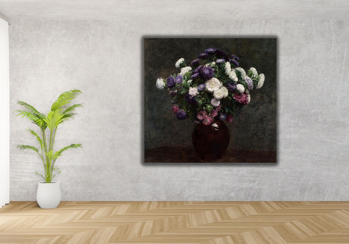 Henri Fantin Latour Asters Bouquet Floral Still Life Painting Poster - Image 3