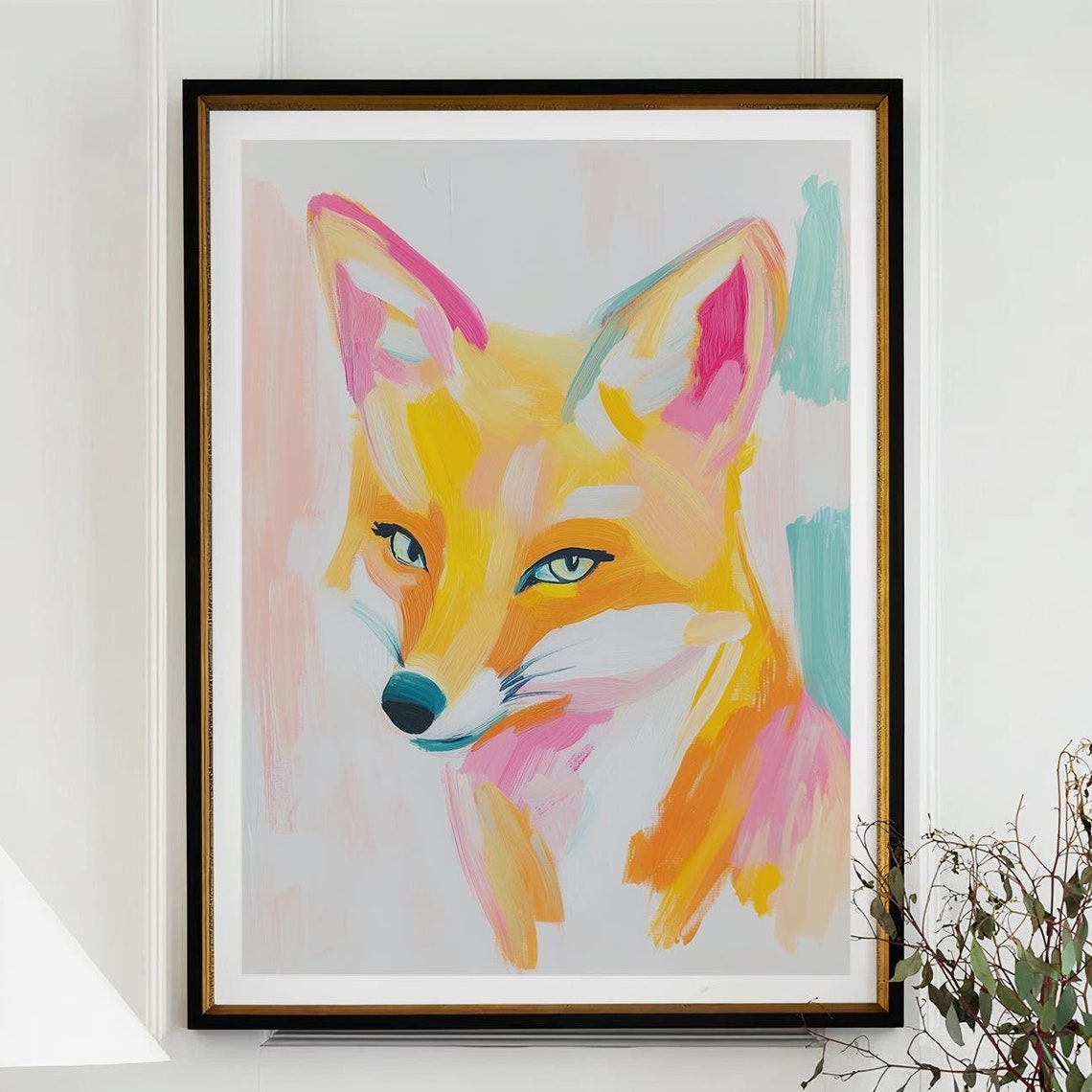 Pastel Pop Art Fox Portrait Vibrant Modern Wildlife Animal Poster