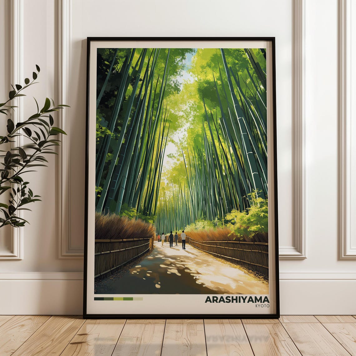 Arashiyama Kyoto Japan Bamboo Grove Pathway Golden Sunlight Poster