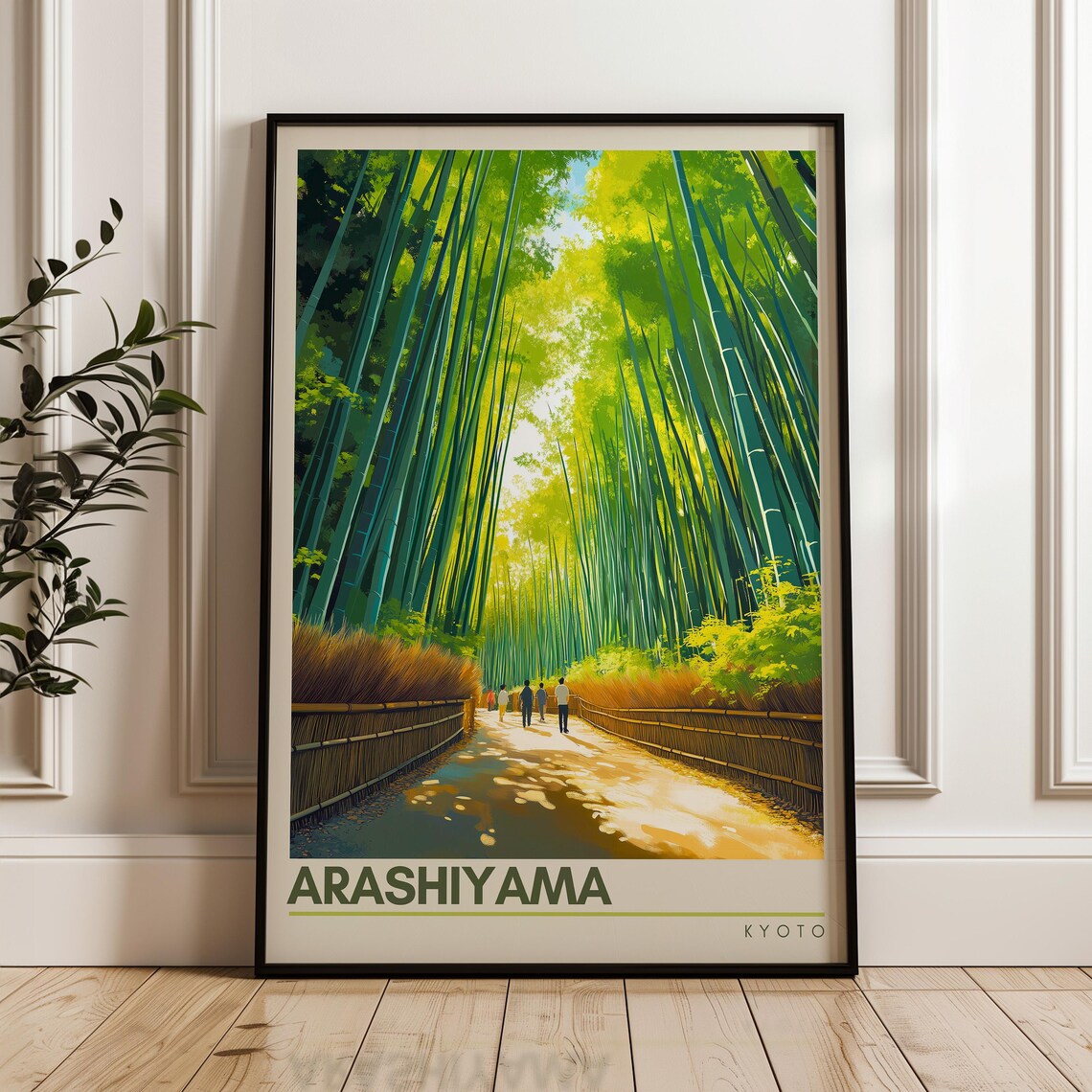 Arashiyama Travel Poster, Kyoto Bamboo Forest