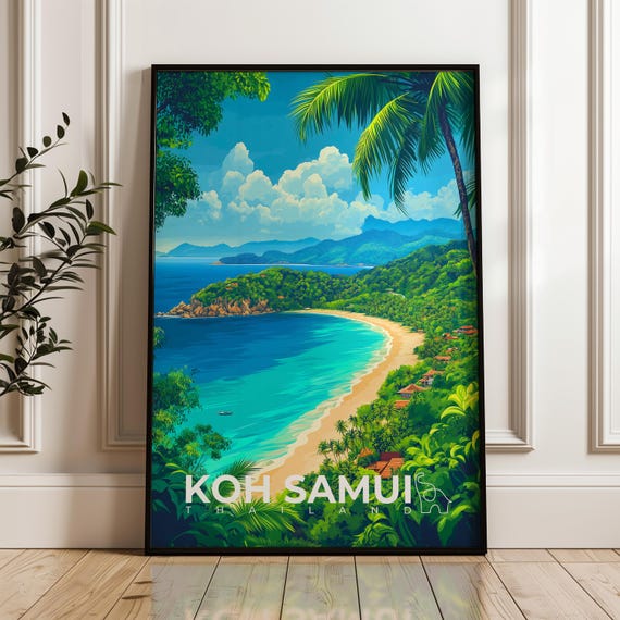 Koh Samui Travel Poster, Tropical Island Decor