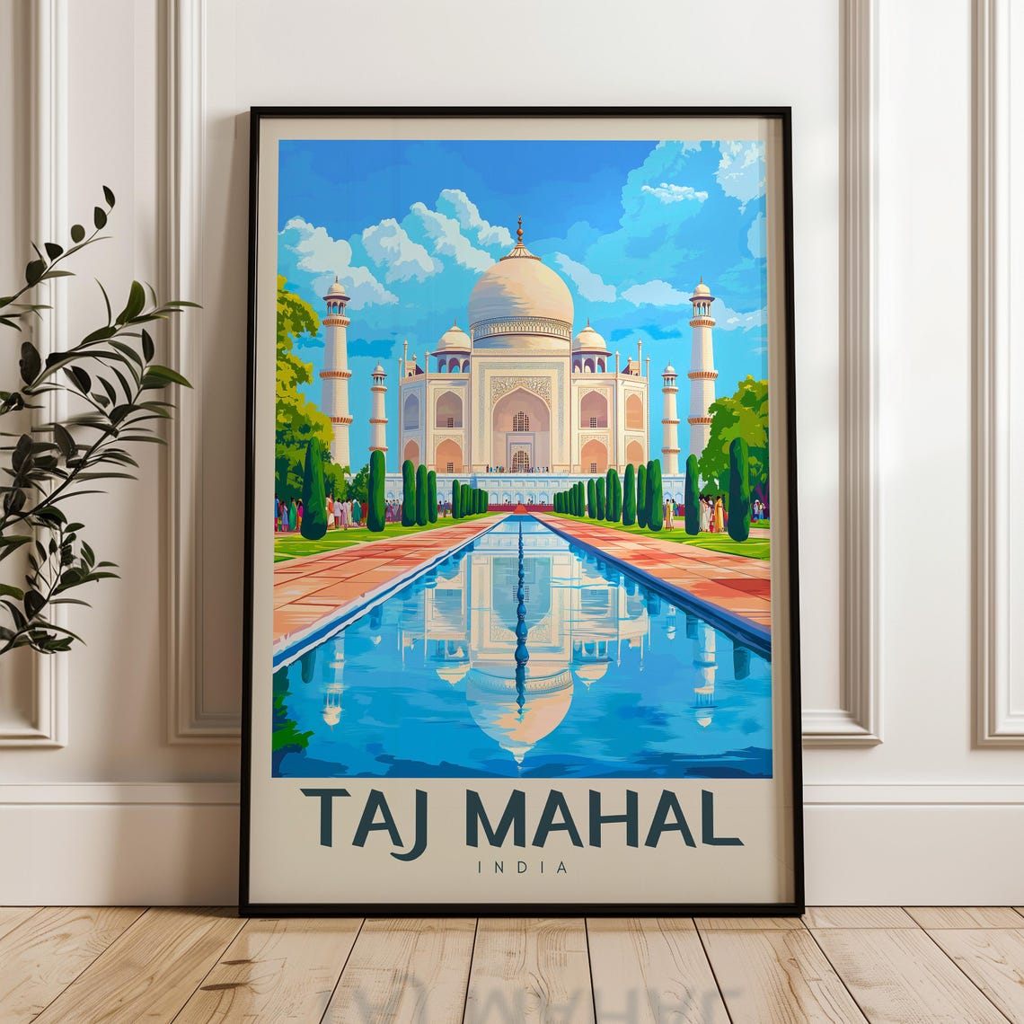 Taj Mahal India White Marble Dome Reflection Pool Garden Poster
