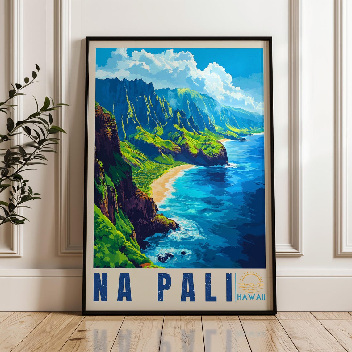 Na Pali Coast Travel Poster, Kauai Hawaii