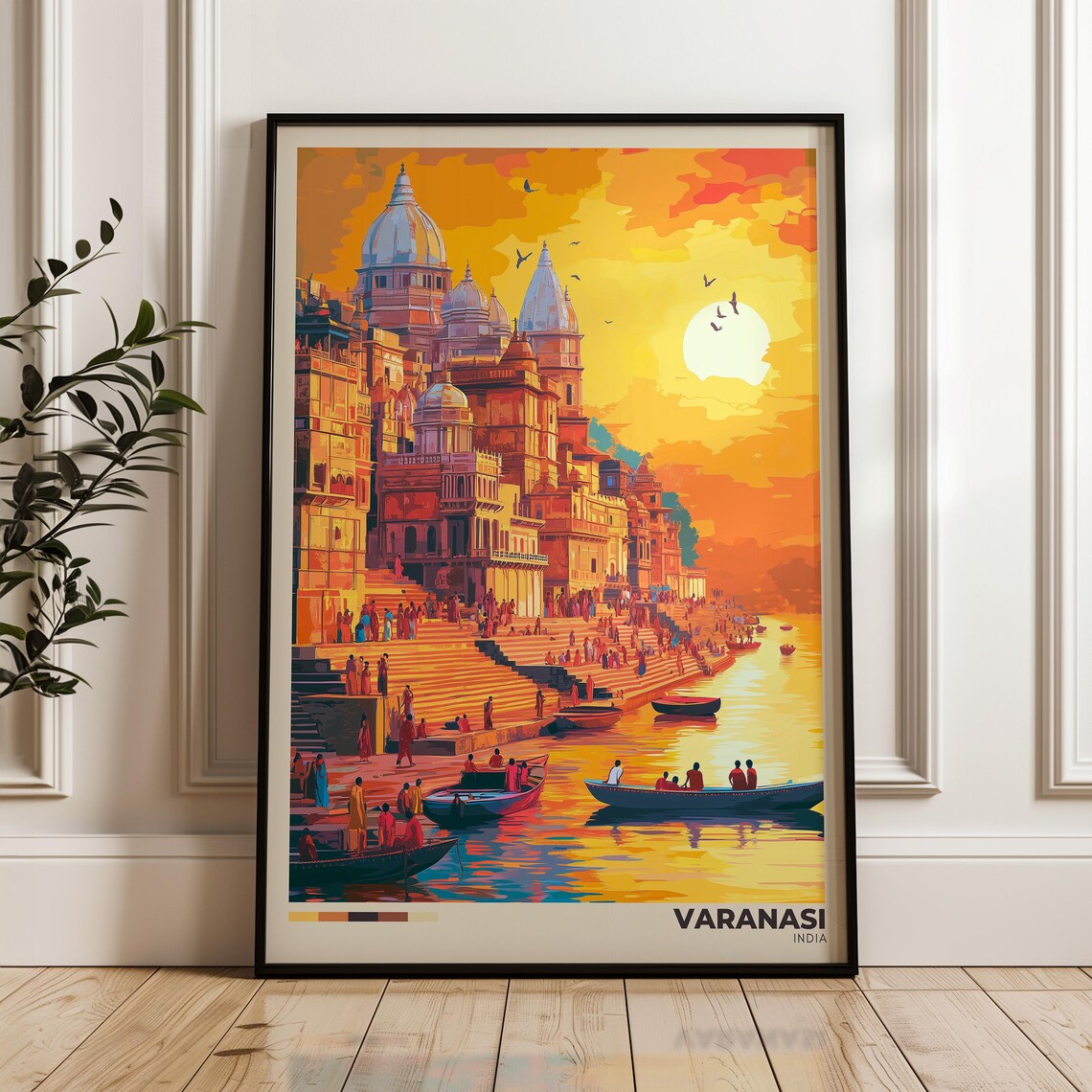 Varanasi Travel Poster, India Ganges Wall Art Print