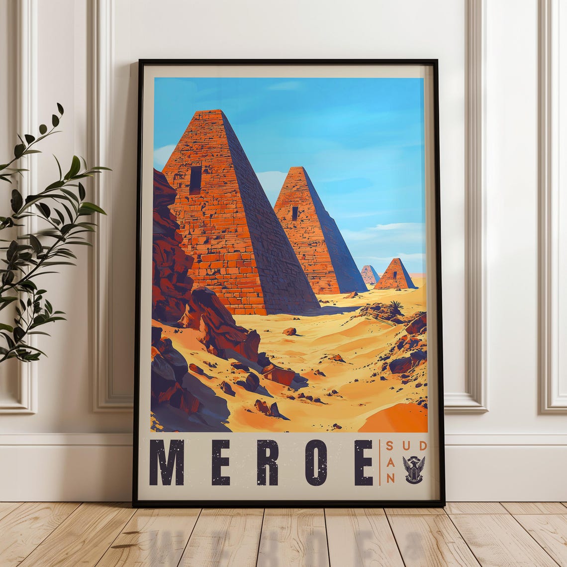 Meroe Sudan Nubian Pyramids Retro Desert Ruins Travel Poster