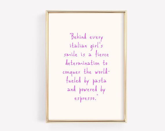 Funny Italian Girl Quote Catchy Pink Wall Art Cute Pink Quote Instant Italian Wall Decor Italian Girl Gift