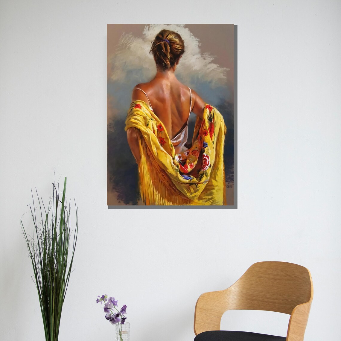 Impressionist Woman From Behind Draped In Golden Floral Shawl Poster - Image 2