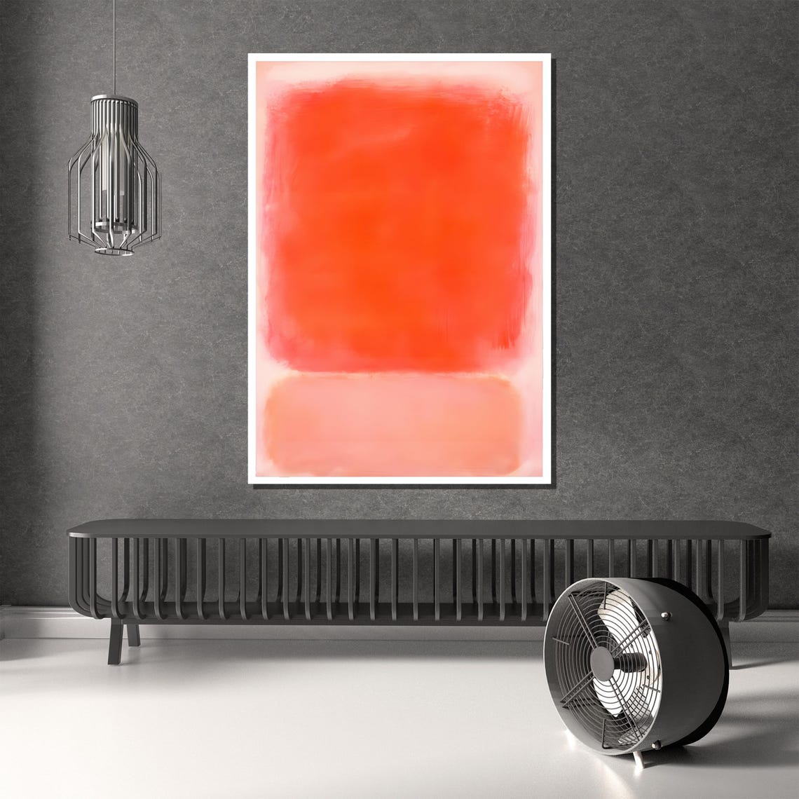 Vibrant Red and Orange Color Field Abstract Expressionist Art Poster - Image 4