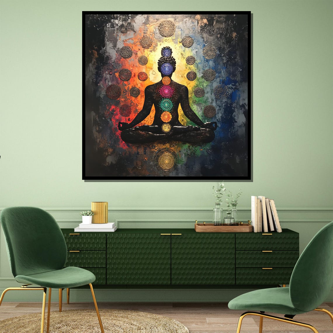 Chakra Energy Buddha Meditation Fiery Abstract Painting Wall Poster - Image 4