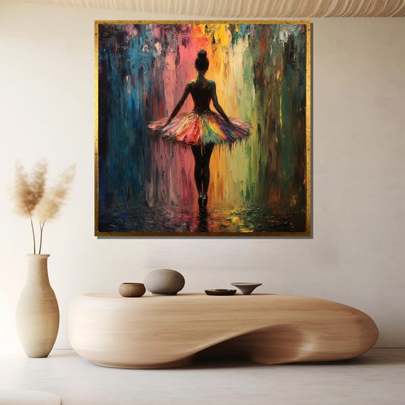 Modern Ballerina Painting Vibrant Abstract Wall Art Gift For Dance Lovers And Elegant Home Decoration