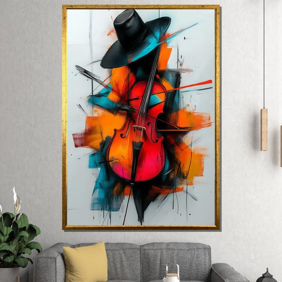 Abstract Violin Painting Bold And Stylish Wall Art Gift For Music Lovers And Modern Home Decor