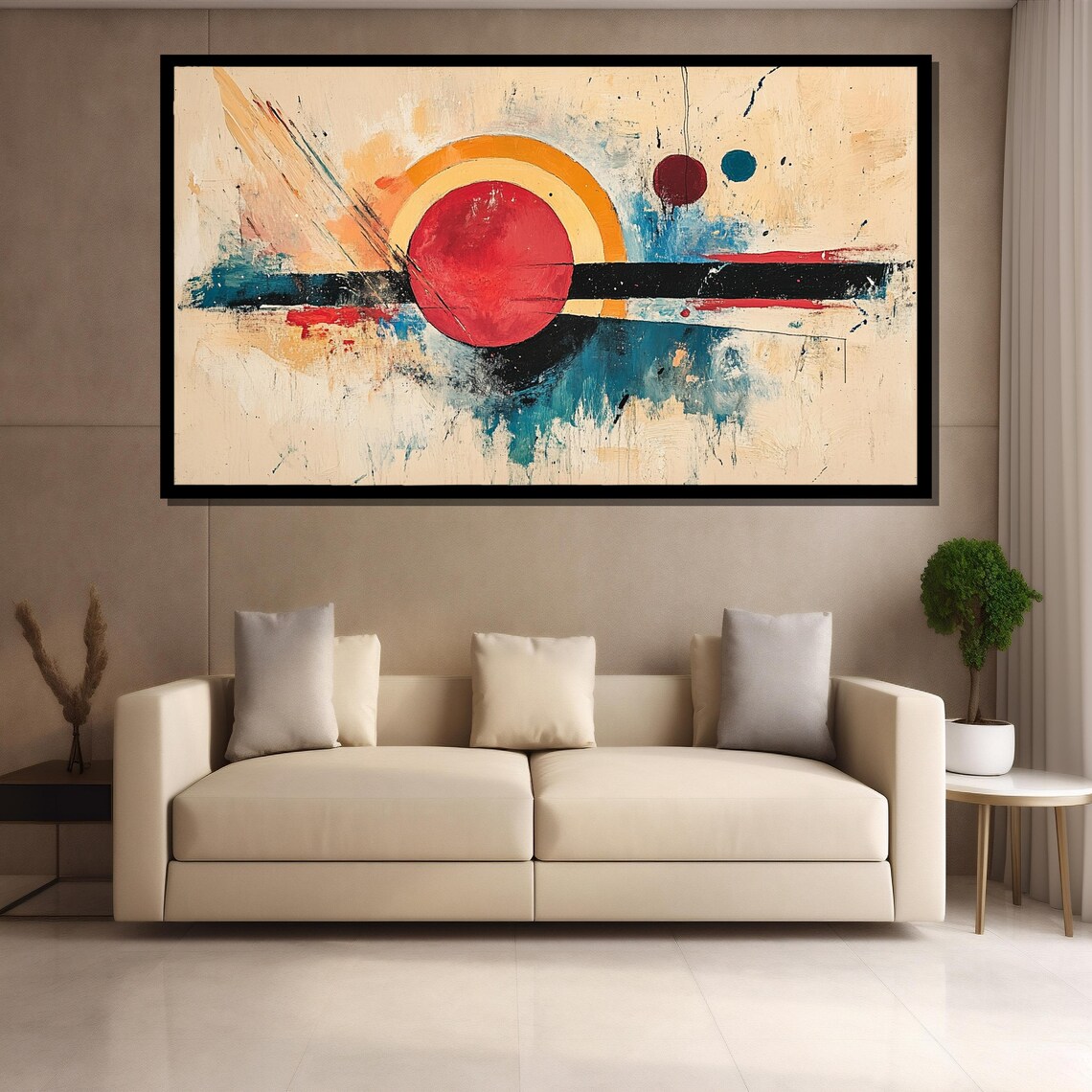 Abstract Geometric Painting Bold Mid Century Modern Wall Art Luxury Home Decor Gift For Contemporary Spaces - Image 4
