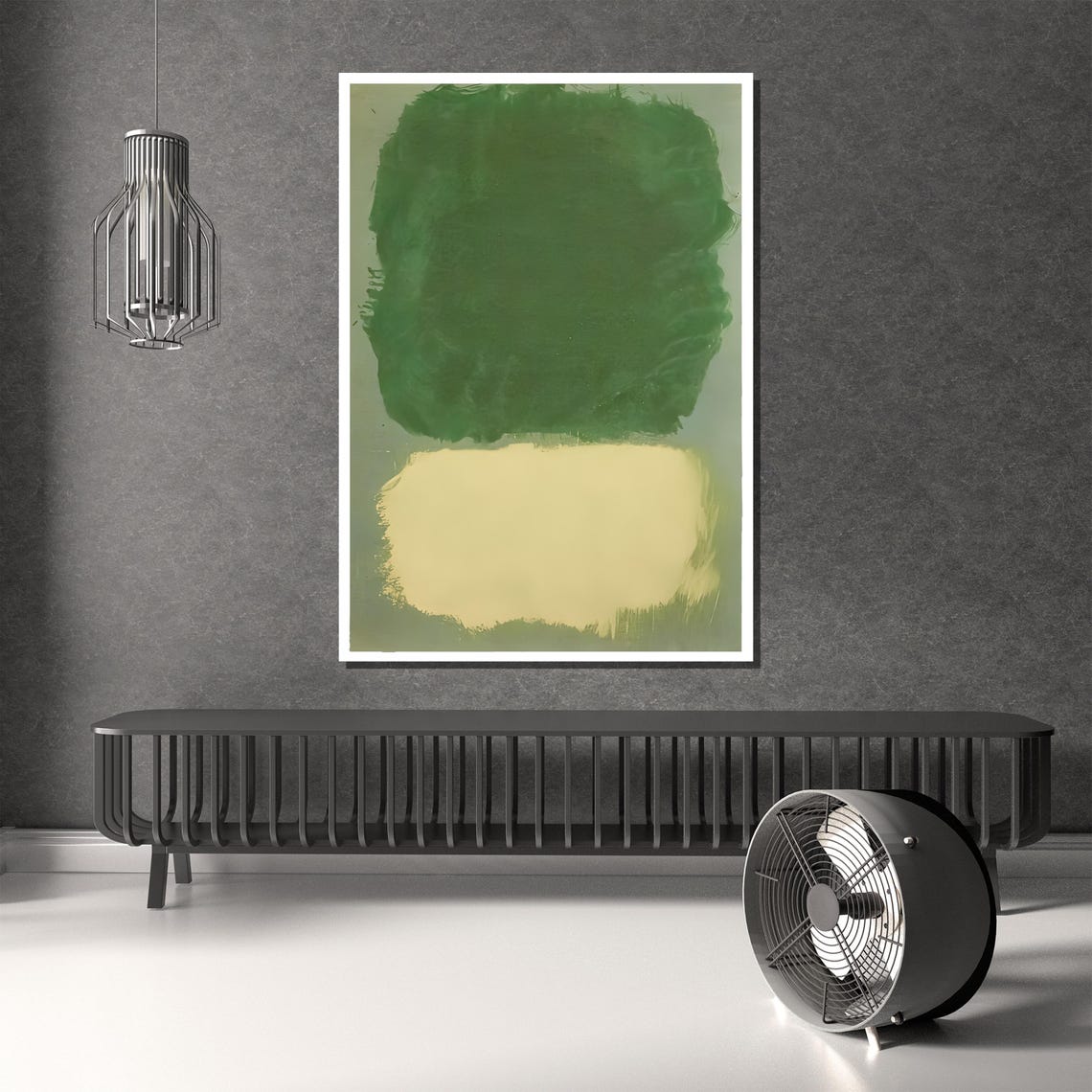 Green and Cream Tonal Color Field Minimalist Abstract Poster - Image 4
