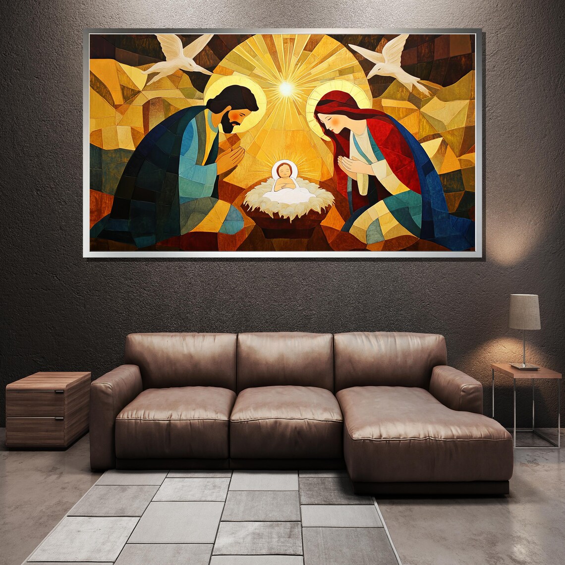 Stained Glass Nativity Scene Holy Family Baby Jesus Art Poster - Image 5
