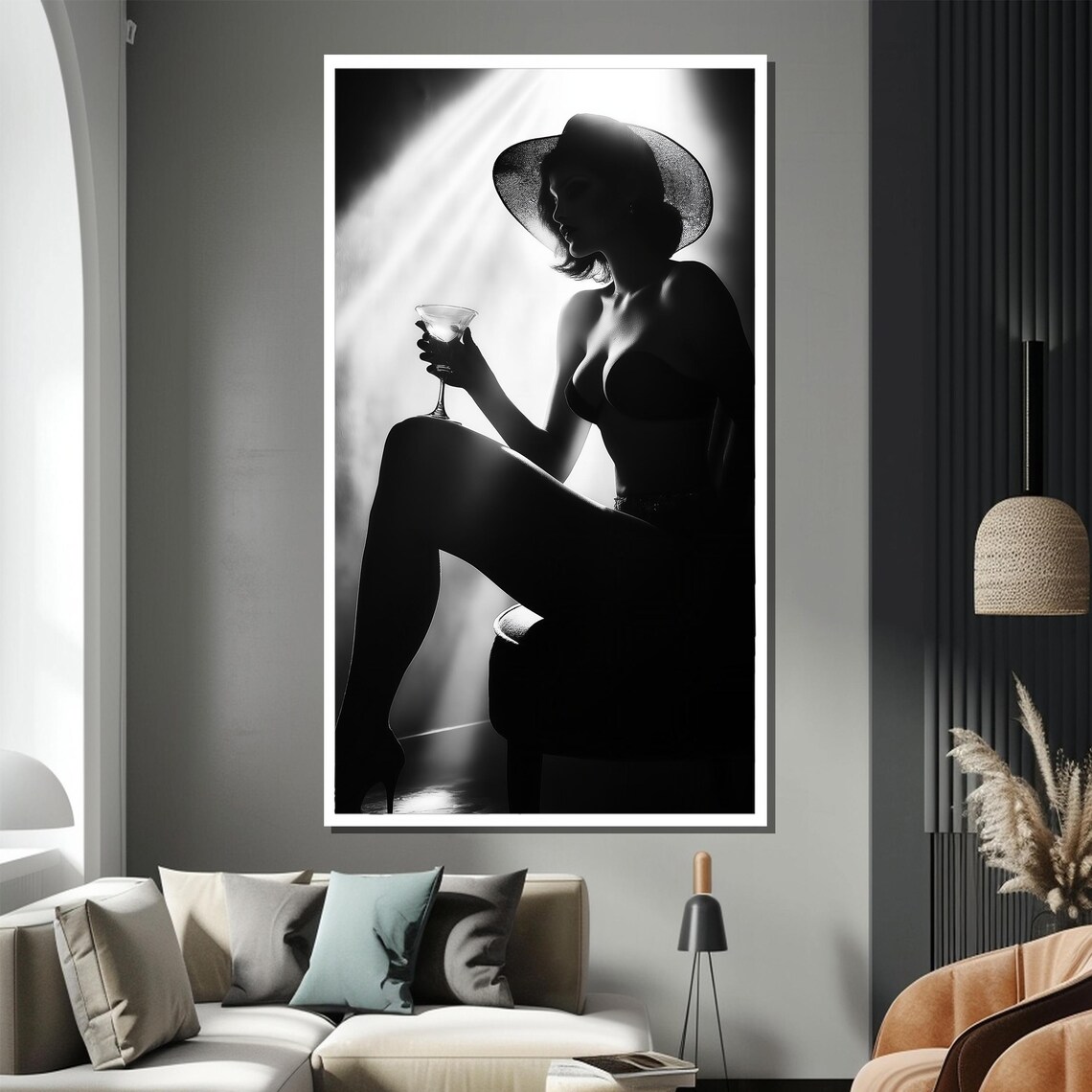 Vintage Hollywood Glamour Woman With Cocktail In Spotlight Poster - Image 3
