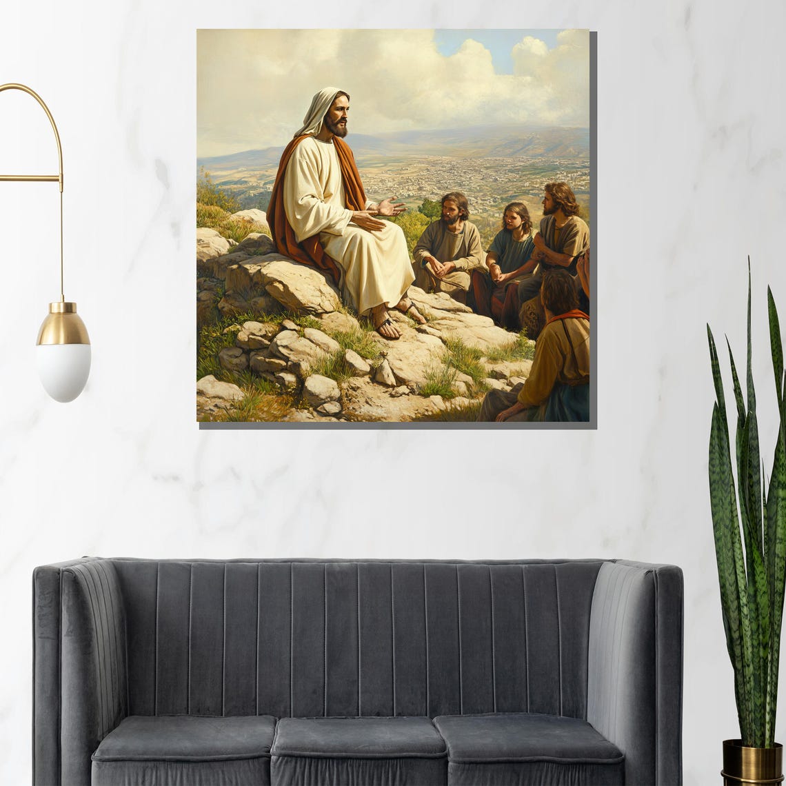 Jesus Teaching Disciples Sermon on the Mount Hillside Poster - Image 3