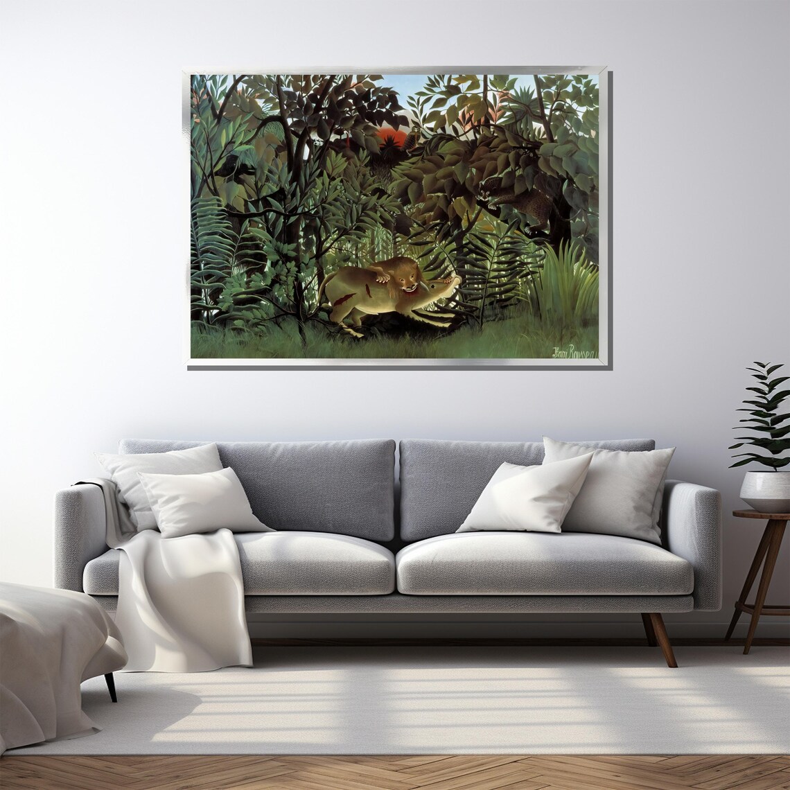 Henri Rousseau The Hungry Lion Dramatic Naive Jungle Painting Poster - Image 5