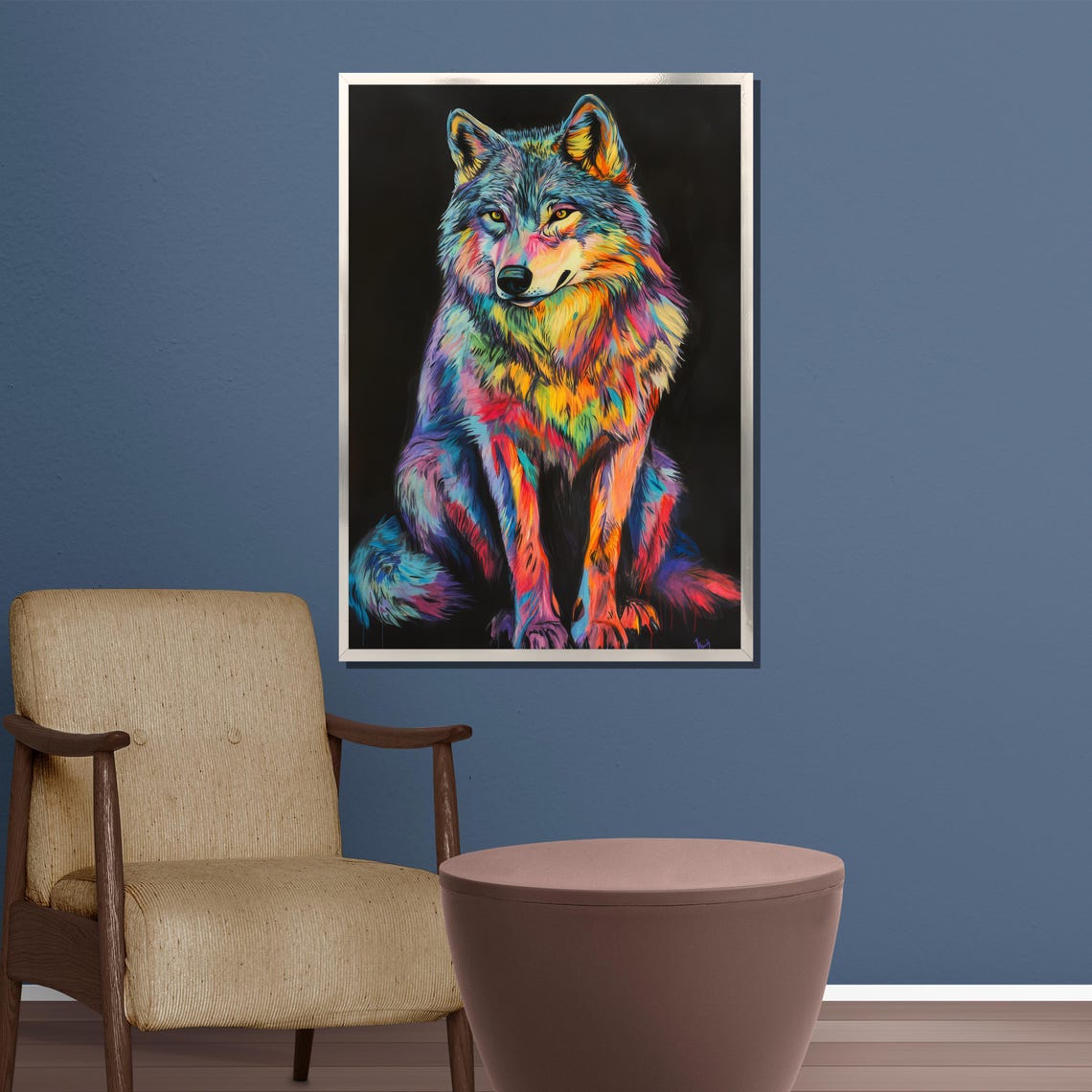 Wolf Painting Gift Vibrant Abstract Wildlife Wall Art Unique Animal Artwork For Bold And Modern Home Decor - Image 3