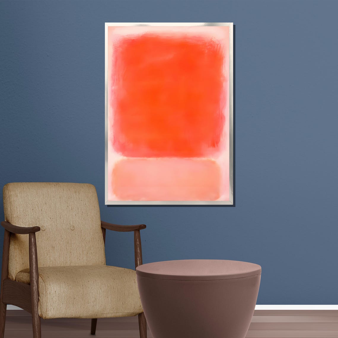 Vibrant Red and Orange Color Field Abstract Expressionist Art Poster - Image 5