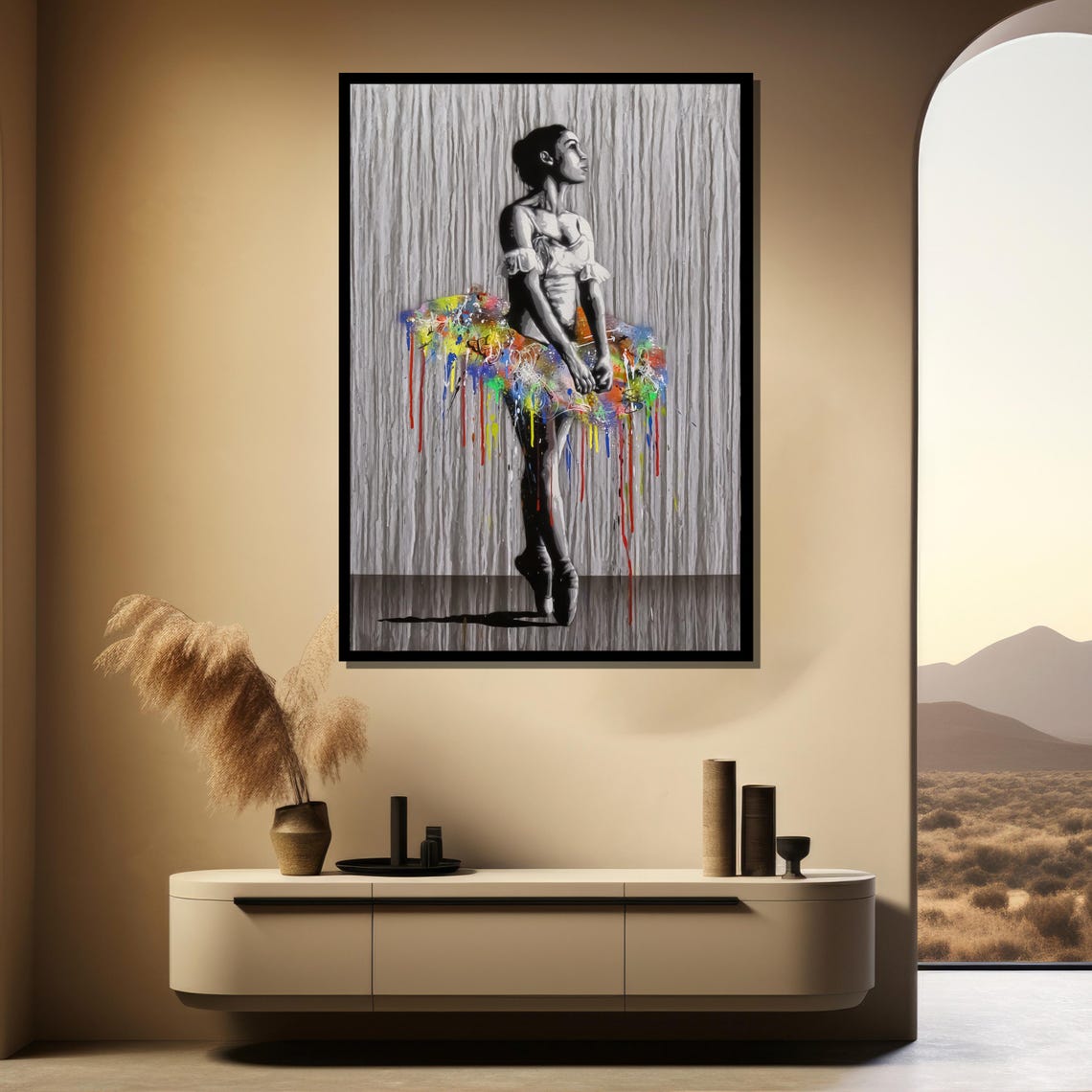 Colorful Ballerina Graffiti Painting Elegant Wall Art Gift For Modern Home Decor And Unique Artistic Style - Image 4