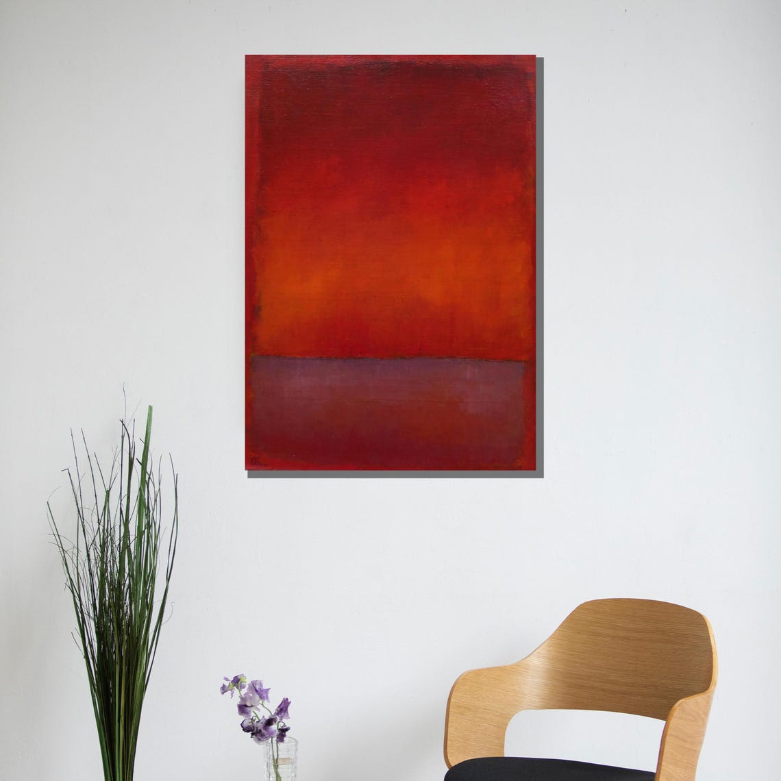 Deep Red and Violet Gradient Abstract Color Field Wash Poster - Image 3
