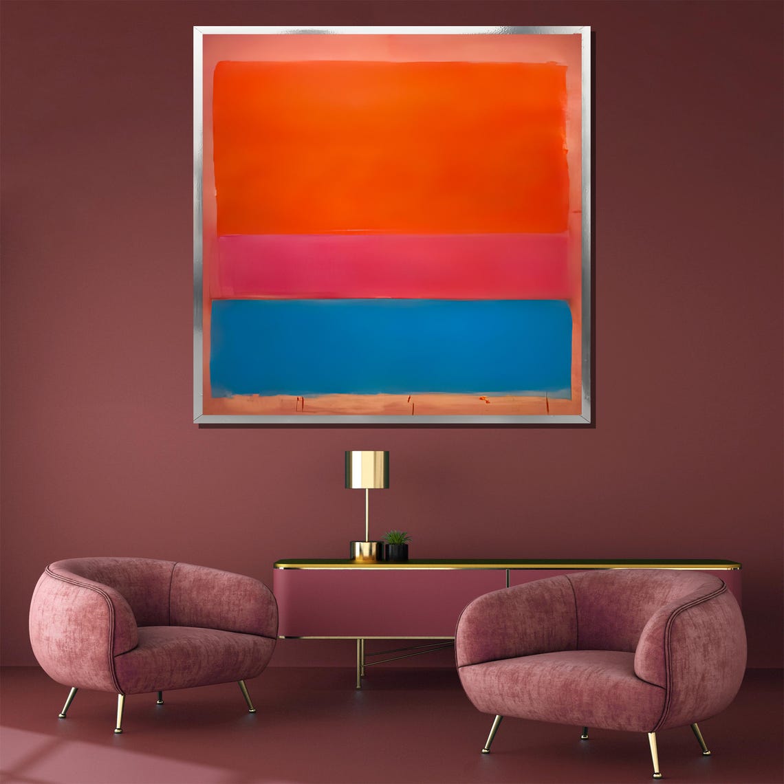 Mark Rothko Orange Pink and Blue Bold Color Field Abstract Poster - Image 5