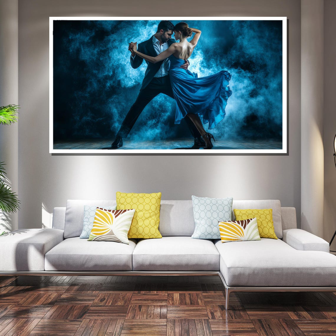 Passionate Tango Dance Couple Blue Dress Dramatic Elegant Wall Poster - Image 3