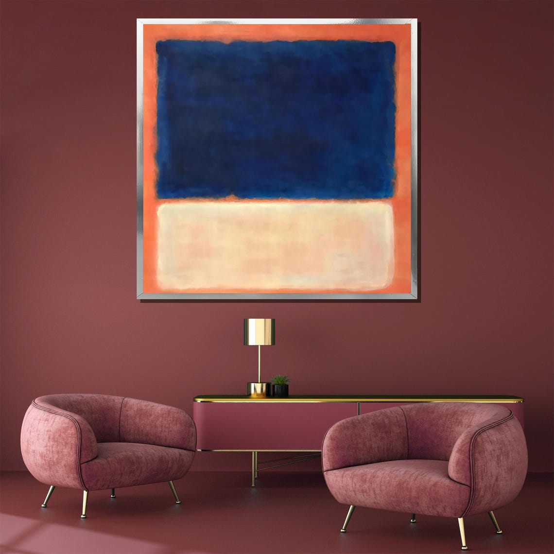 Mark Rothko Blue and Orange Contrast Color Field Abstract Poster - Image 5