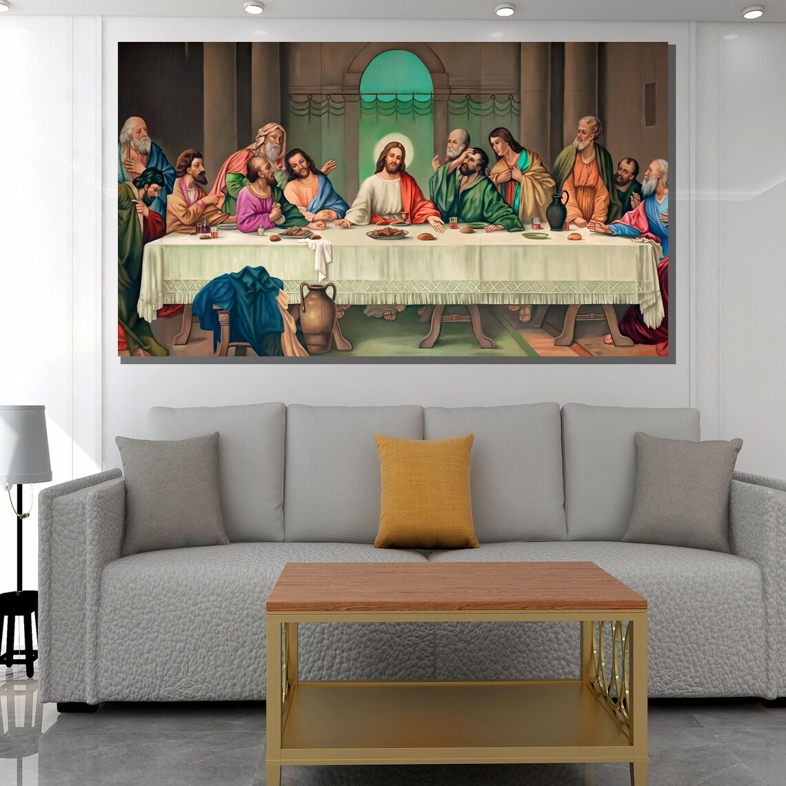 The Last Supper Jesus and Apostles Colorful Traditional Poster - Image 3