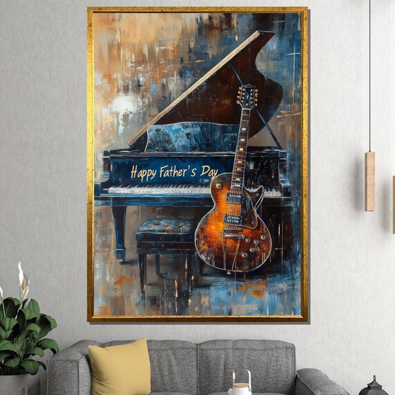 Grand Piano Guitar Happy Fathers Day Musical Gift Wall Poster